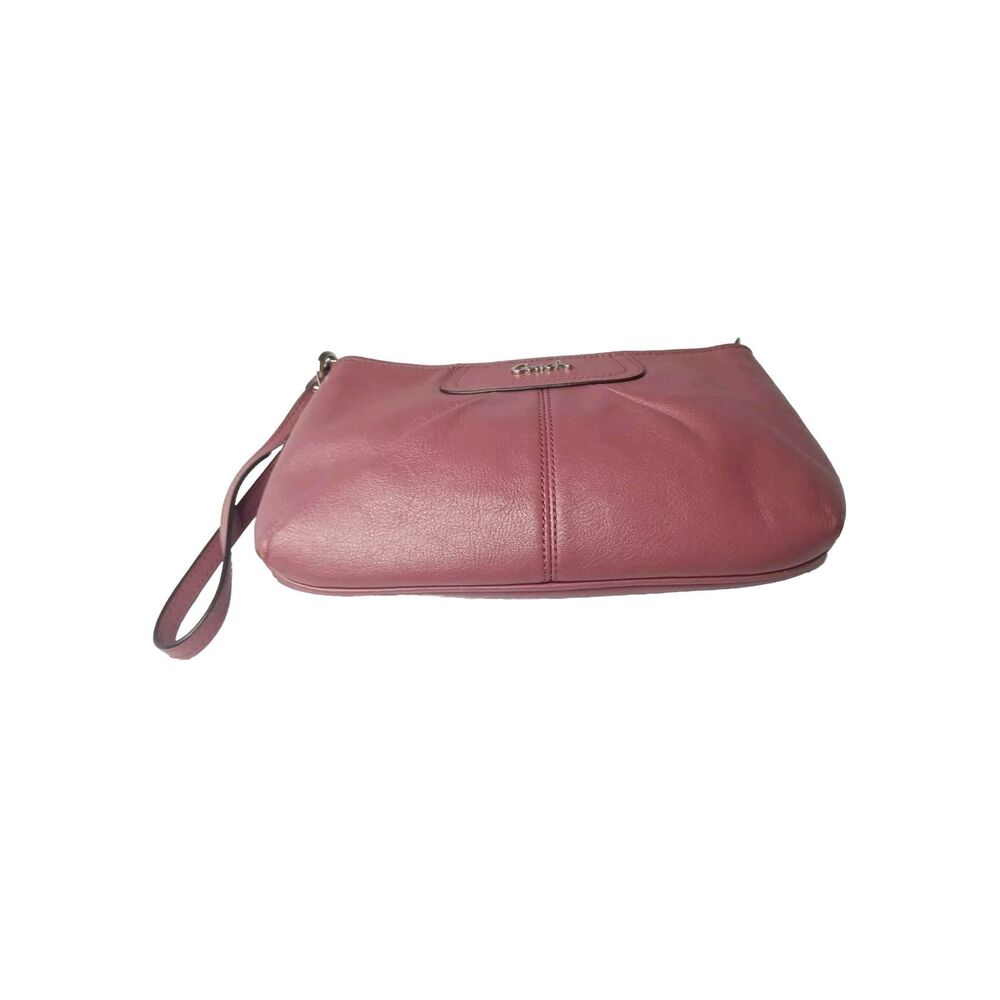 Coach Ashley Leather Wristlet Dark Pinkish Brown Large - Picture 5 of 9